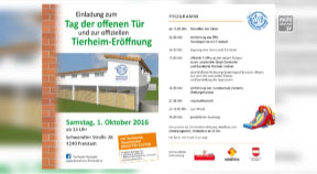 Ankündigung Eröffnung Tierheim Freistadt am 1.10.2016