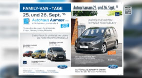 Ankündigung Ford Family-Van-Tage im Autohaus Aumayr in Schönau