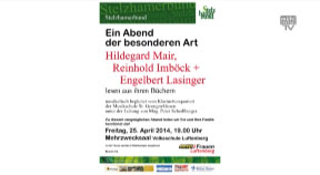 Ankündigung Autorenlesung des Stelzhamerbundes in Luftenberg