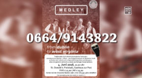 Ankündigung Konzert der Medley Folk Band aus St. Martin i. Mkr. in St. Oswald am 4.5.2016