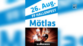 Ankündigung Hallenfest FF Mötlas mit Premiere „Wochenteiln“ von Rocky Roman