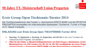 Ankündigung Union Pregarten: 50 Jahre Tischtennis Meisterschaft