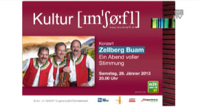 Ankündigung Zellberg-Buam in Engerwitzdorf